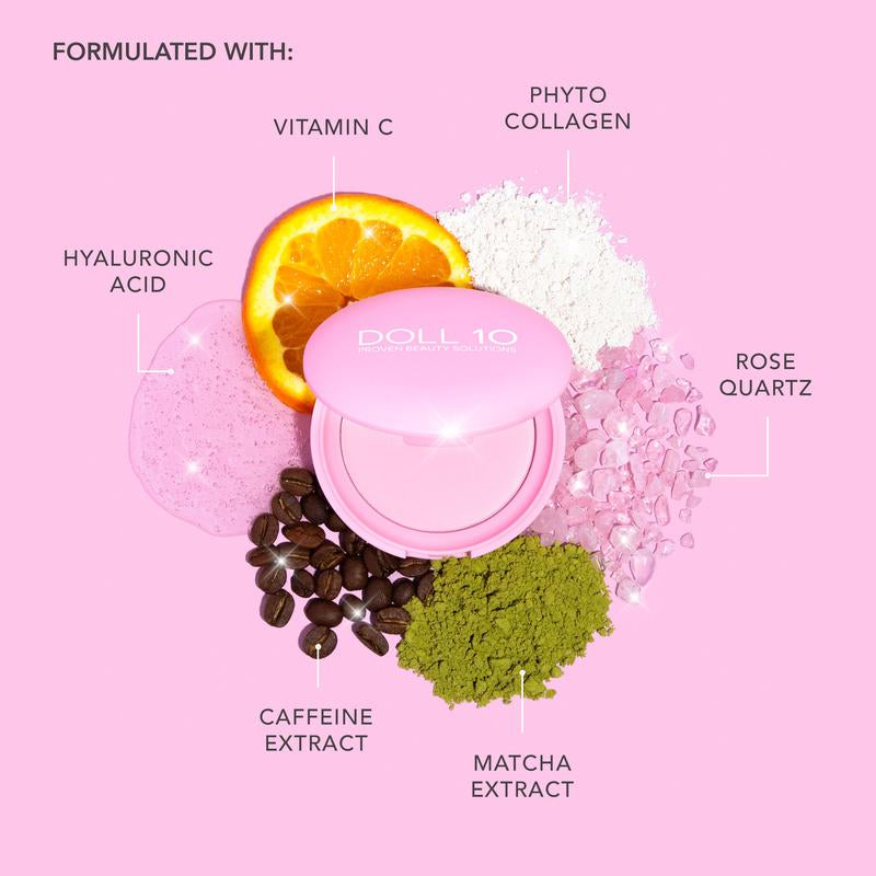 Bright Undereye Bundle | Pressed Pink Powder, Undereye Corrector, Triangle Powder Puff Brightening Makeup Set