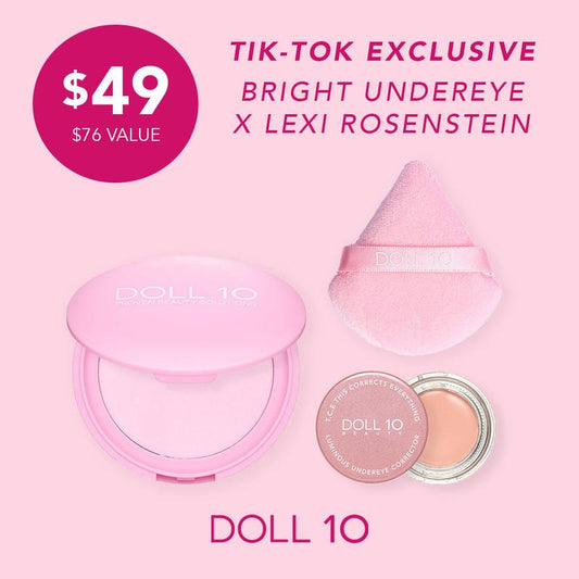 Bright Undereye Bundle | Pressed Pink Powder, Undereye Corrector, Triangle Powder Puff Brightening Makeup Set
