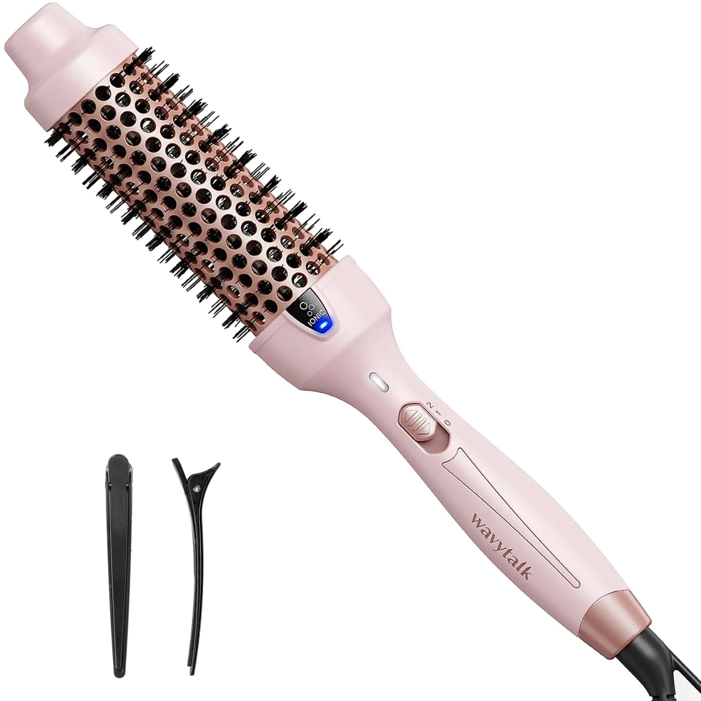 Wavytalk Thermal Brush 1 1/2 Inch Ionic Heated Round Brush Creates Blowout Look Thermal Round Brush Makes Hair Shinier & Smoother Dual Voltage Easy to Use (Pink)
